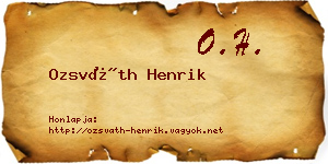 Ozsváth Henrik névjegykártya